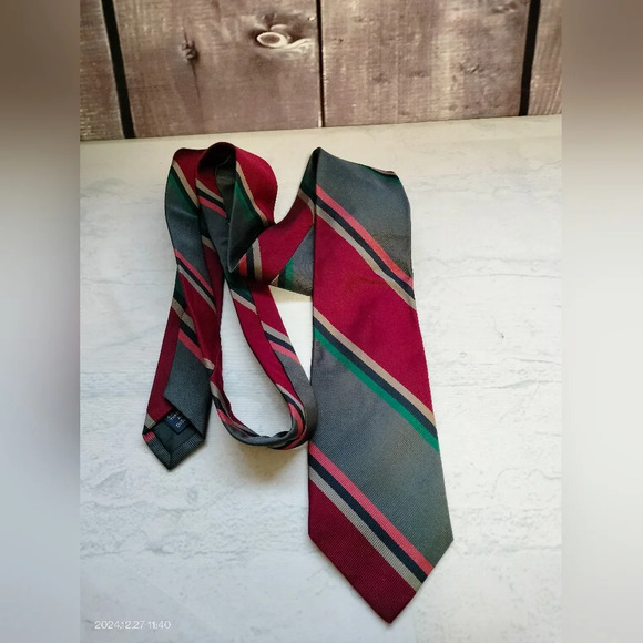 Charles Arndt Men's Tie Necktie Silk Three Thread Ribbed Classic Diagonal Stripe - Picture 1 of 8